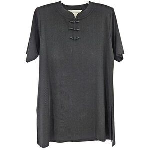 Misook Black Acrylic Knit Tunic Top Black Women’s Size M Relaxed Fit Minimalist